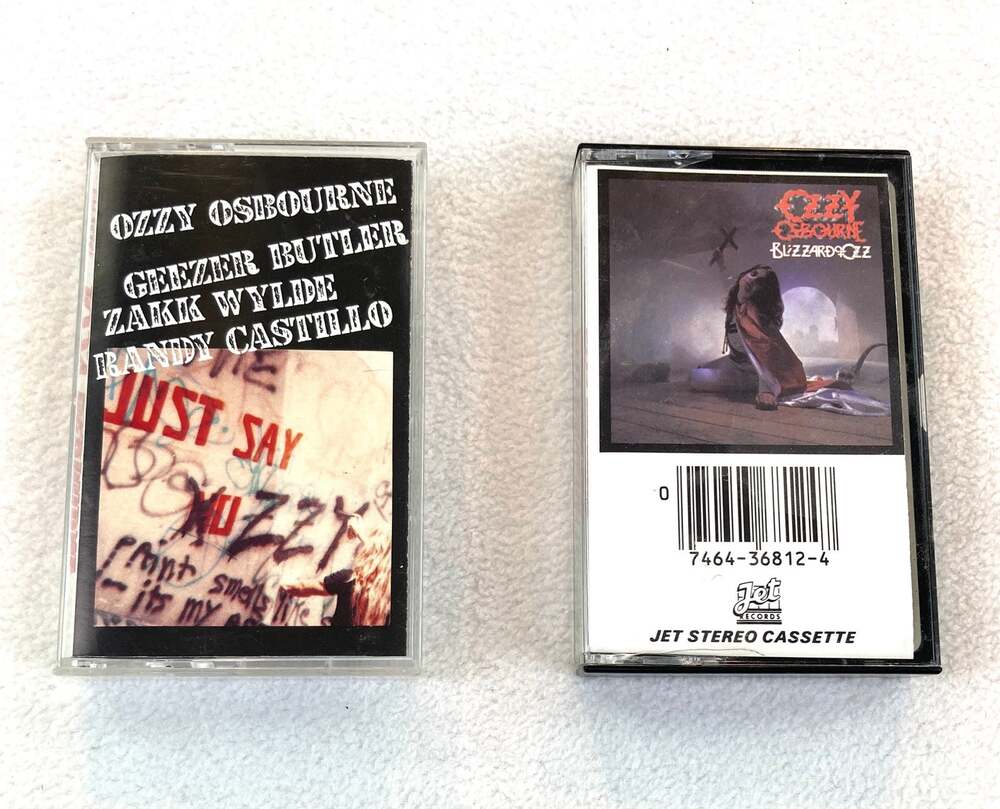 Lot of 2 Ozzy Osbourne Cassette Tapes Just Say Ozzy and Blizzard of Ozz Vintage